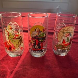 Vintage Christmas by Norman Rockwell Glasses the Coca Cola company Set